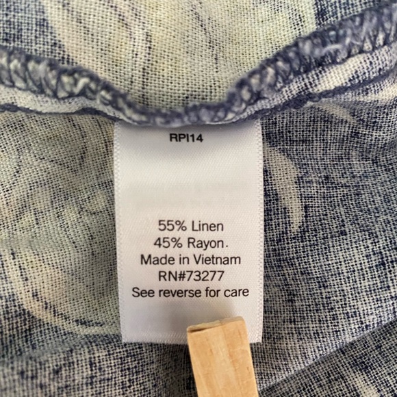 Sonoma Blue Geo Print Green and Cream Tiered Linen Blend Midi Dress  SKU0678 - Picture 9 of 9